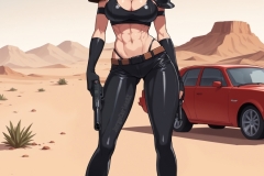 charset=Unicode score_9, score_8_up, score_7_up, score_6_up, score_5_up, score_4_up BREAK
post-apocalypse, white hair, shoulder armor, leather, short hair, toned, wide hips, contemporary, desert, fallout \(series\), female, town, cleavage, big breasts, gun, car, red eyes BREAK
anime style, source anime, anime
Negative prompt: score_4,score_5,score_3,score_2,score_1, (3d, realistic:1.1), frame, greyscale, (pants, skirt:1.5), (fantasy, medieval:1.5), power armor
Steps: 30, Sampler: DPM++ 3M SDE Exponential, CFG scale: 6, Seed: 3599945867, Size: 1024x1024, Model: petuniaxl_v10, Denoising strength: 0.62, Clip skip: 2, Mask blur: 4, Inpaint area: Only masked, Masked area padding: 32, Version: f0.0.17v1.8.0rc-1.7.0