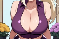 charset=Unicode masterpiece, best quality, highres, absurdres, npstyle_alt, yamanaka ino, adult, 18+, sexy, no panties, pubic hair, long blonde hair in ponytail, blue eyes, huge breasts, deep cleavage, curvy body, tight purple sleeveless top and mini skirt, leaning over flower counter, seductive smile, nsfw, pussy, Ino Yamanaka from Boruto, teasing customers at her flower shop.

,
Negative prompt: old, early, ugly, bad anatomy, artistic error, worst quality, low quality, deviantart, blurry, artist name, signature, watermark, jpeg artifacts, watermark, banner, realistic, photorealistic, bad anatomy, bad hands, deformed hands, extra fingers, mutated hands, missing fingers, malformed limbs, fused fingers, too many fingers, young, teen, child, aged down, chibi, petite, toon, outline, split screen,
Steps: 12, Sampler: er_sde_simple, CFG scale: 1.0, Seed: 793392740797755, Size: 1600x2960, Model: , TI hashes: "", Version: ComfyUI